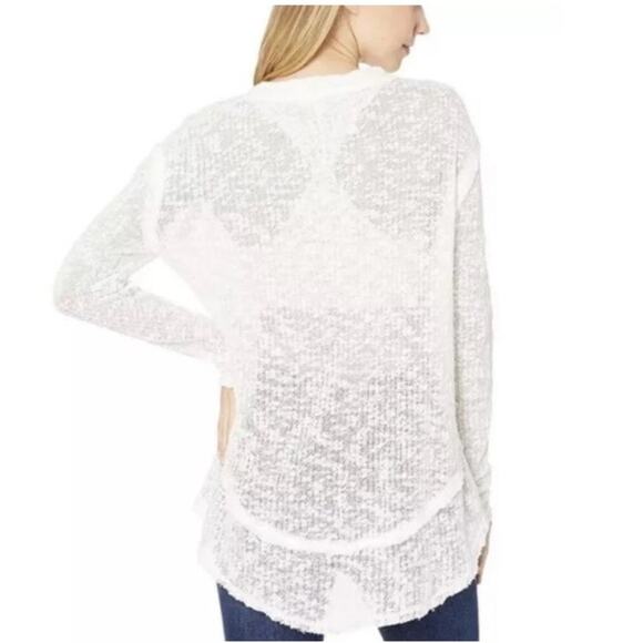 Free people xs Ocean Air Hacci ivory long sleeve gauzy beachy coastal blouse - Picture 10 of 12